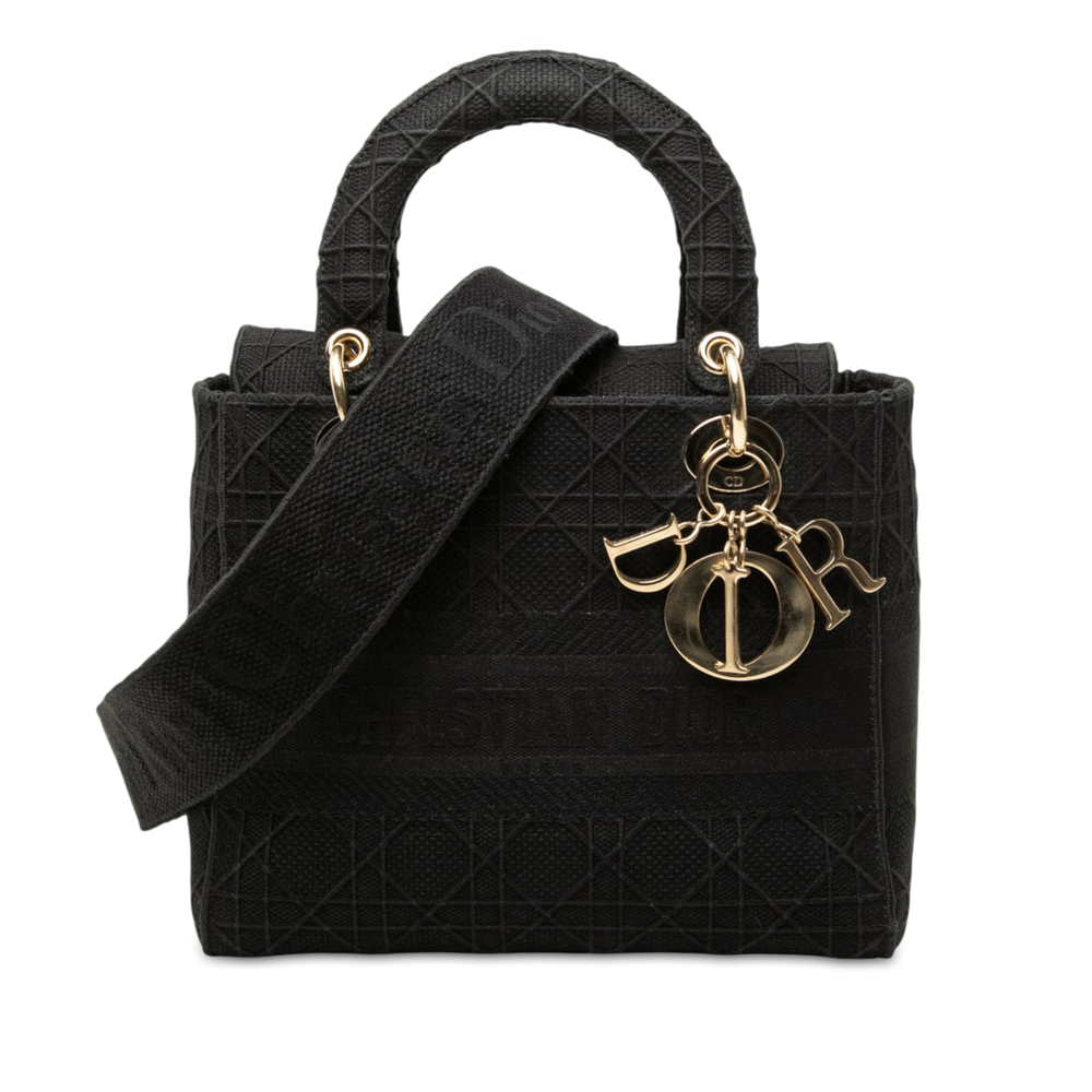 Pre-Loved Dior Medium Embroidered Canvas Cannage Lady D Lite